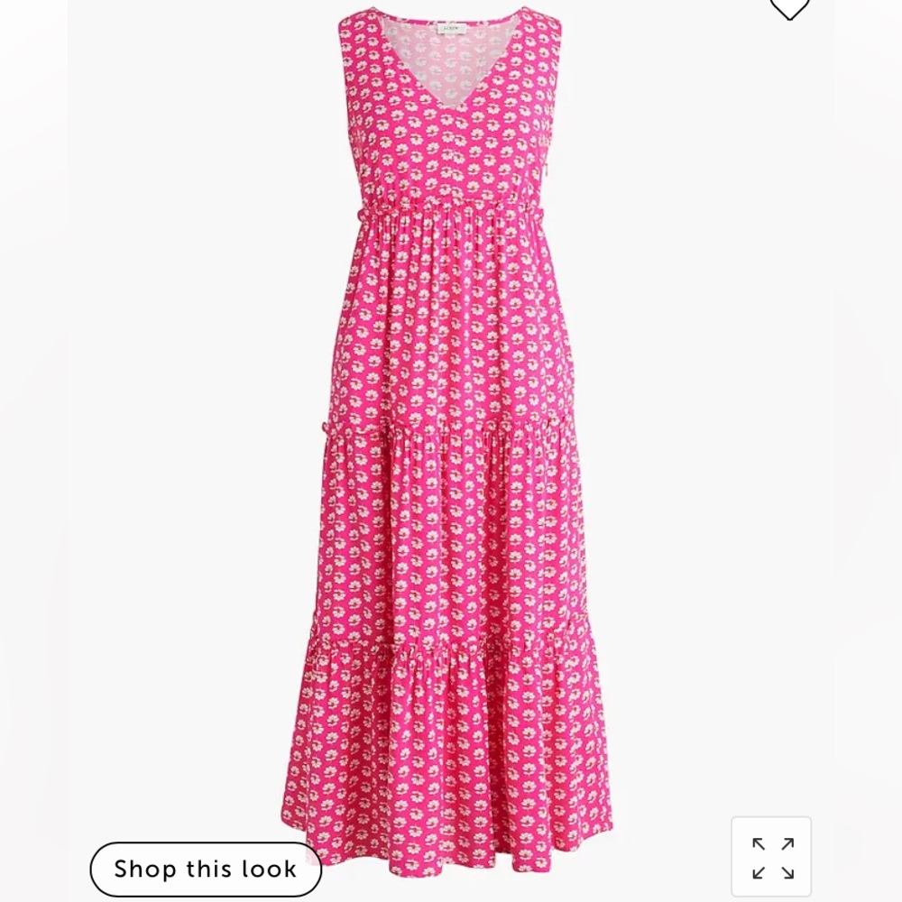 J Crew Pink V-Neck Midi Dress
